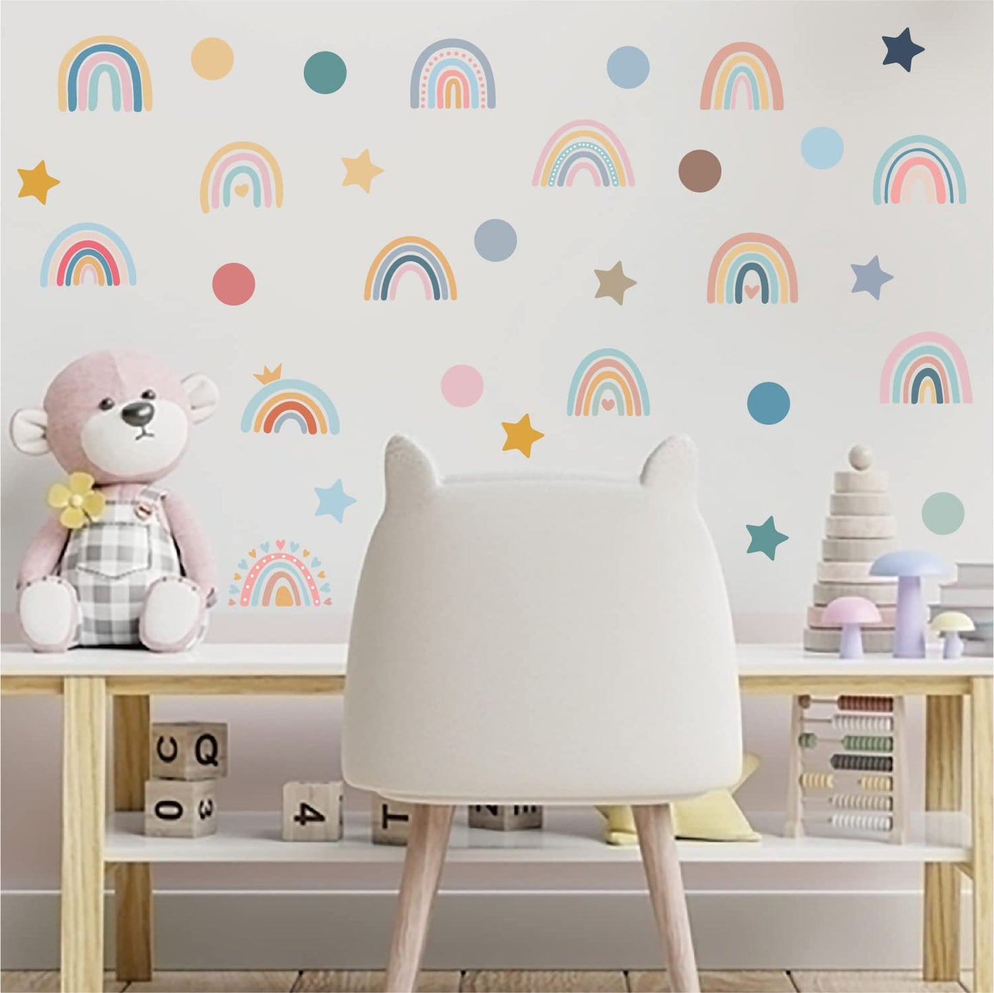 Cloud Wall Decals – 44-Piece Peel & Stick Set | White Vinyl Stickers for Nursery, Kids Bedroom & Playroom | Reusable & Waterproof
