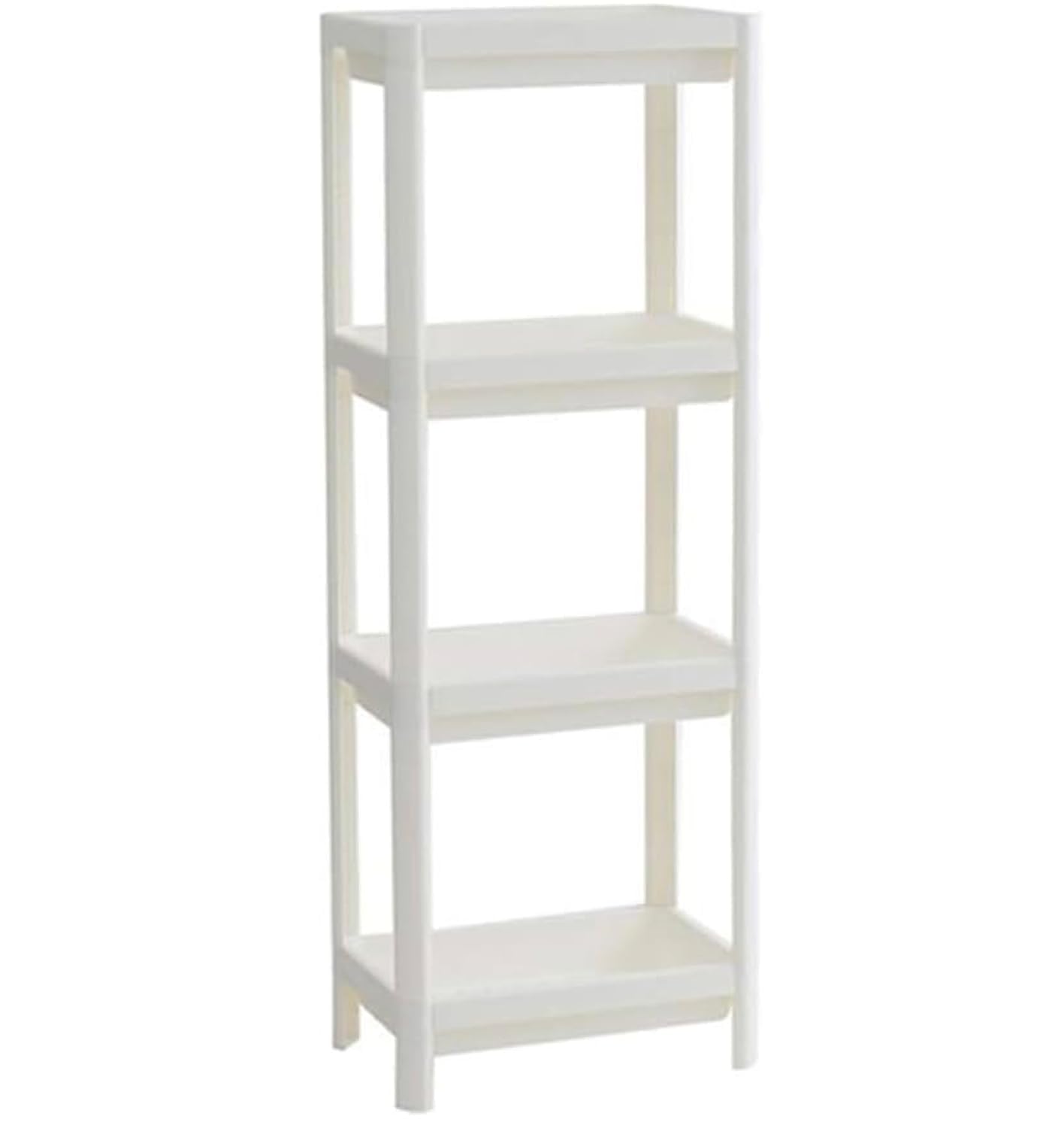 4-Tier Bathroom Shelf Unit – Tool-Free Assembly | Compact Freestanding Storage Organizer | White Plastic, 39" Tall