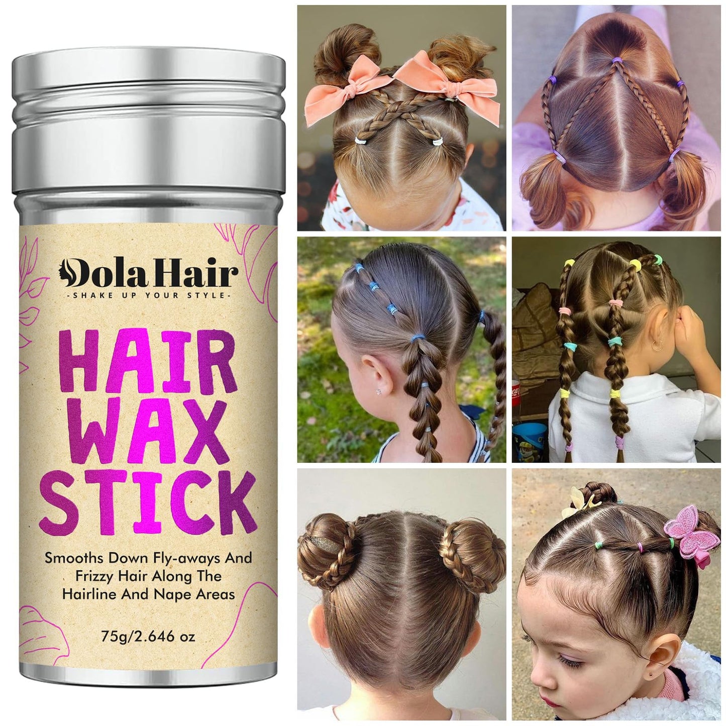 Dolahair Hair Wax Stick for Flyaways – Non-Greasy Smoothing Pomade for Women, Kids & Wigs | Slick Back Hair Styling Stick (1 Pack, 16g)