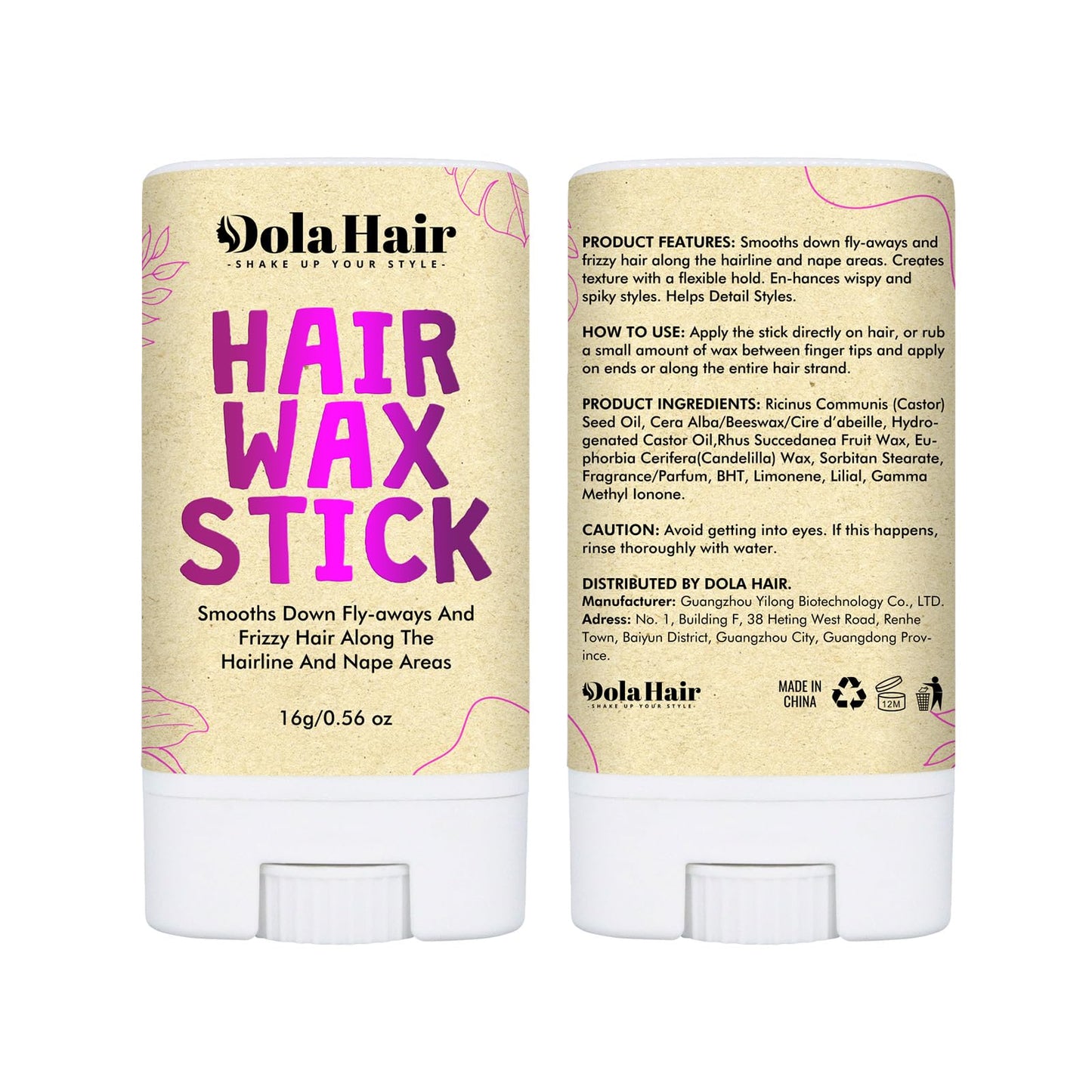 Dolahair Hair Wax Stick for Flyaways – Non-Greasy Smoothing Pomade for Women, Kids & Wigs | Slick Back Hair Styling Stick (1 Pack, 16g)