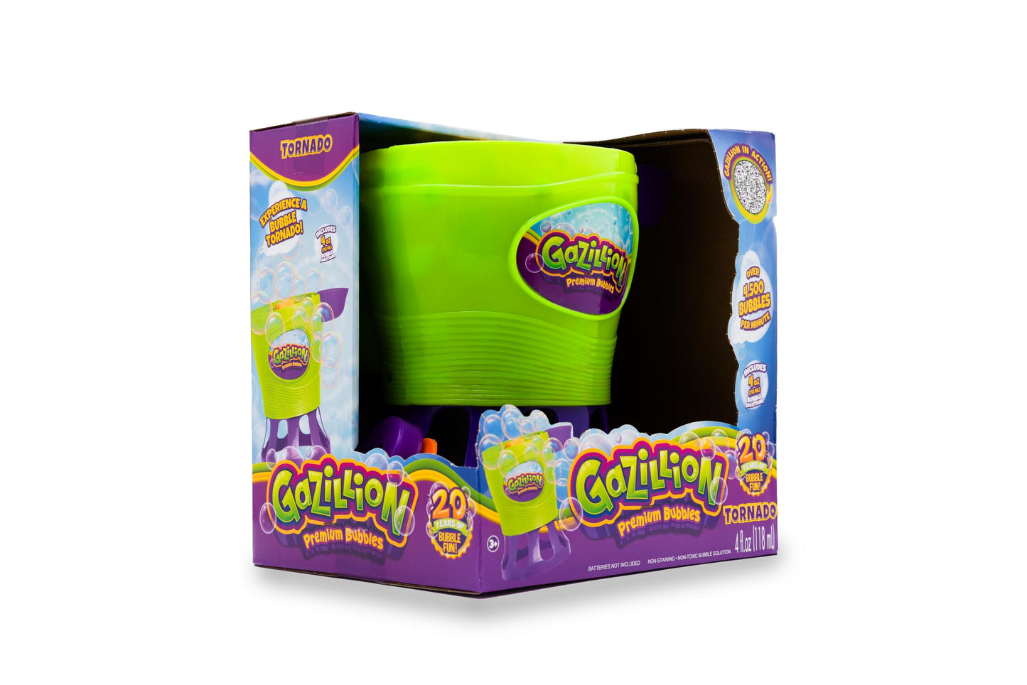 Tornado Bubble Machine – Blows 4,500 Bubbles per Minute | Kids Bubble Blower with 4oz Non-Toxic Solution | Outdoor Fun & Party Toy