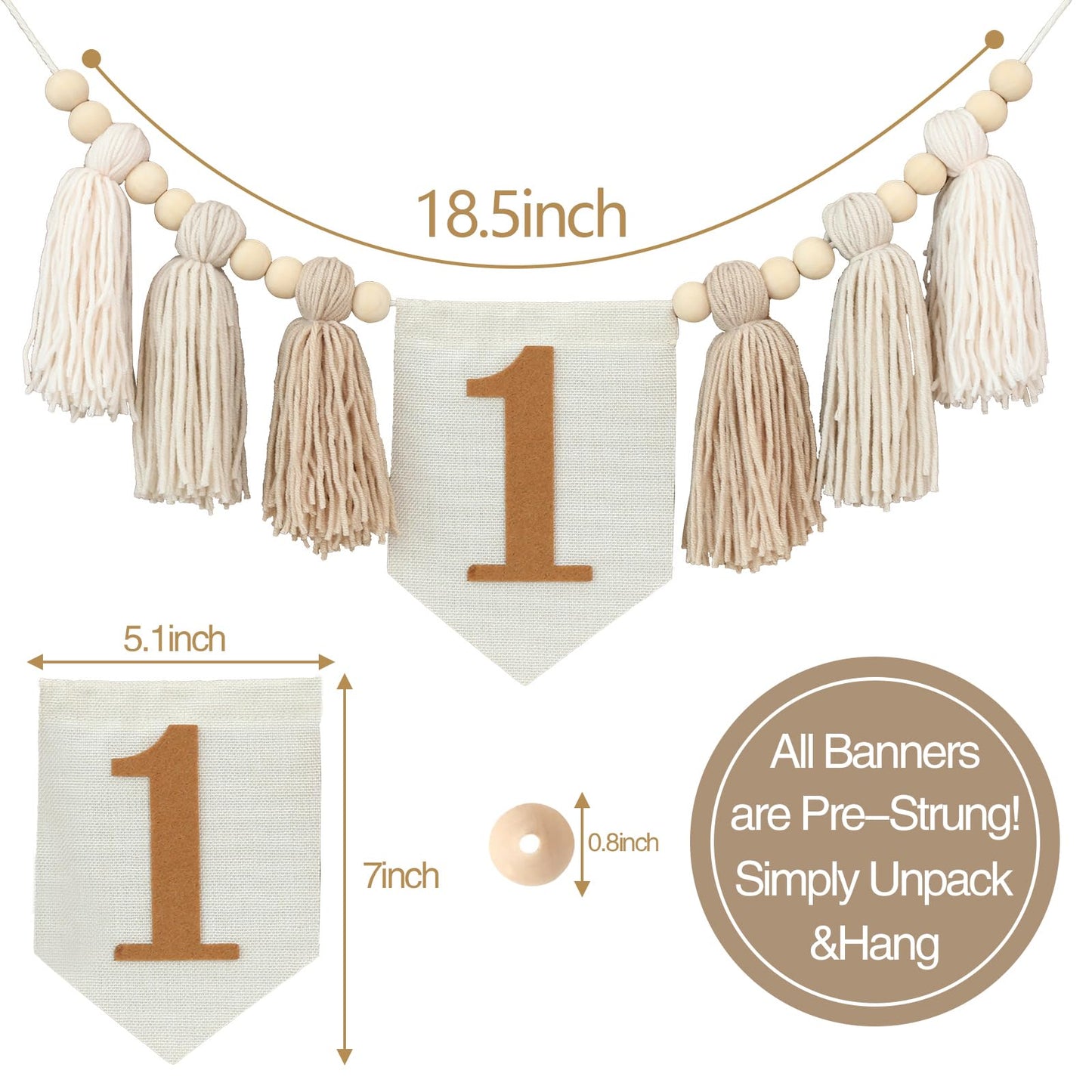 First Birthday Party Decorations Light Brown High Chair Banner 1st Birthday Crown One Cake Topper 1st Decor