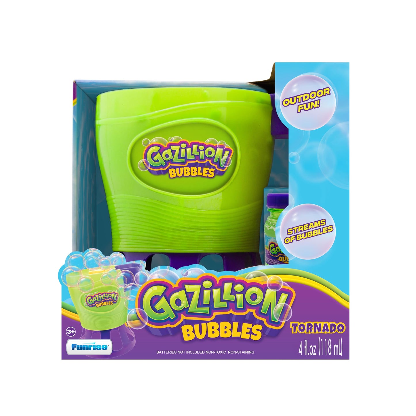 Tornado Bubble Machine – Blows 4,500 Bubbles per Minute | Kids Bubble Blower with 4oz Non-Toxic Solution | Outdoor Fun & Party Toy