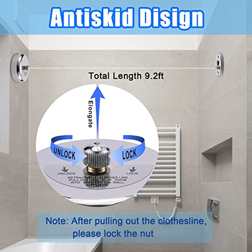 Retractable Clothesline – 304 Stainless Steel with Adjustable Rope | Heavy-Duty Indoor/Outdoor Drying Line (2.8m)