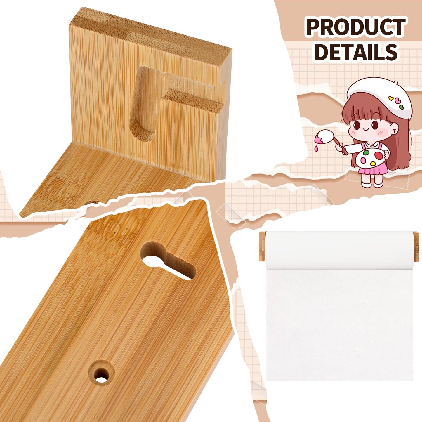 12" Kraft Paper Roll Holder – Wooden Wall-Mount Dispenser for Easel Paper | Art, Kitchen, Office & DIY Use (Holder Only)