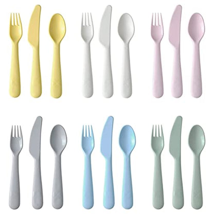 Kids Flatware Set – 18-Piece BPA-Free Utensils | 6 Colorful Knives, Forks & Spoons | Dishwasher & Microwave Safe