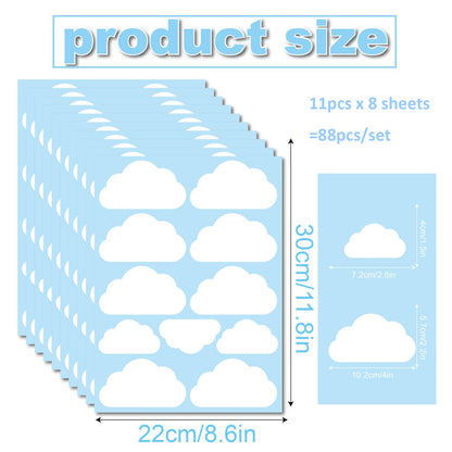 Cloud Wall Decals – 44-Piece Peel & Stick Set | White Vinyl Stickers for Nursery, Kids Bedroom & Playroom | Reusable & Waterproof
