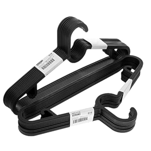 Lightweight Plastic Clothes Hangers – Set of 10 Black Slim Hangers, 39cm | Space-Saving Closet Organizers for Shirts, Pants & Skirts