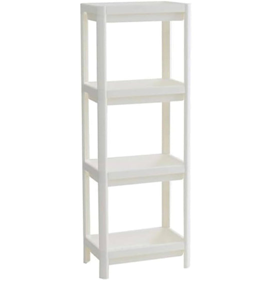 4-Tier Bathroom Shelf Unit – Tool-Free Assembly | Compact Freestanding Storage Organizer | White Plastic, 39" Tall