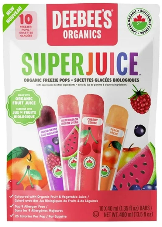 Organic Juice Freezie Pops – 10-Pack Frozen Treats | No Added Sugar, Vegan, Gluten-Free, Non-GMO | 4 Assorted Flavors