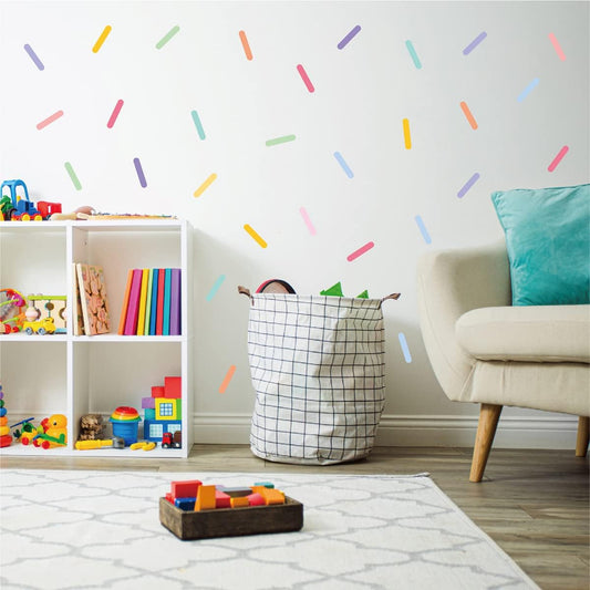 Confetti Wall Decals – 240 Colorful Sprinkle Stickers for Kids Room, Nursery & Playroom – Removable & Reusable Vinyl