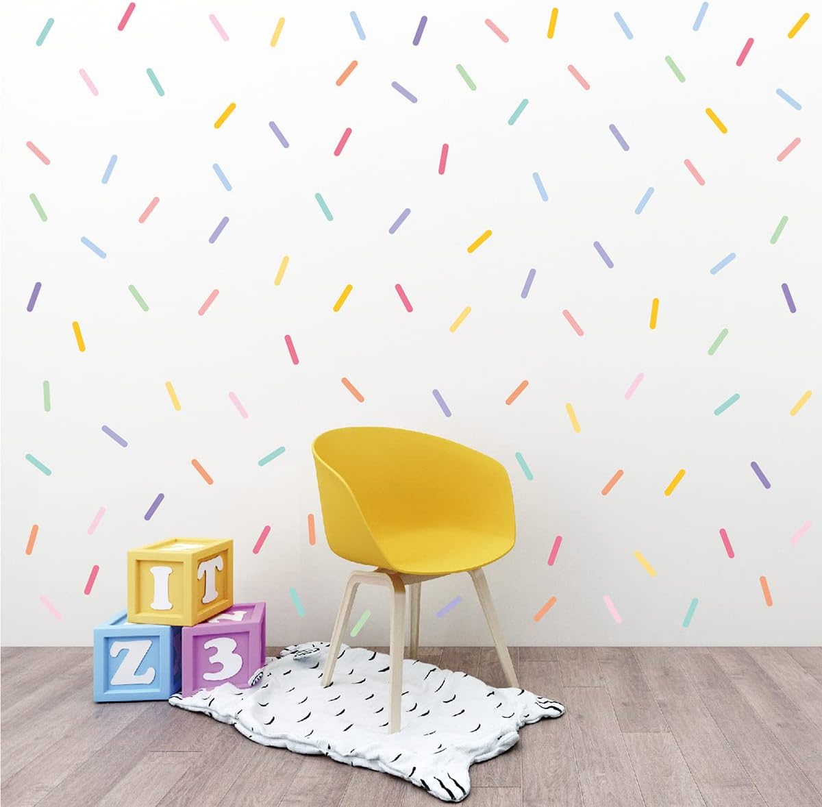 Confetti Wall Decals – 240 Colorful Sprinkle Stickers for Kids Room, Nursery & Playroom – Removable & Reusable Vinyl