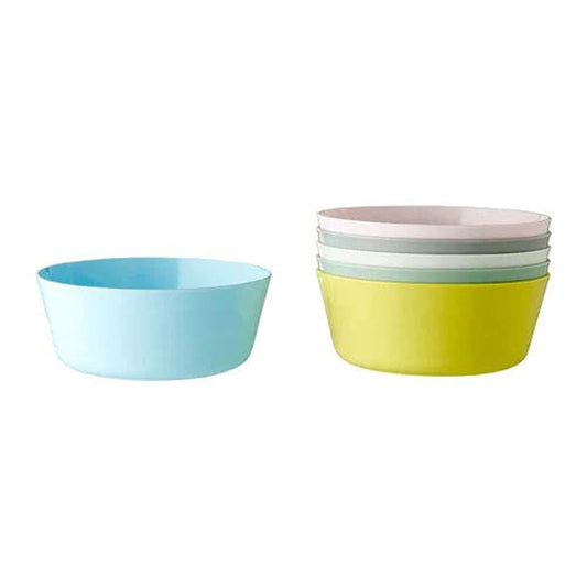 Colorful Plastic Bowl Set – 6 Reusable Kids Bowls, Dishwasher & Microwave Safe, BPA-Free (Mixed Colours)