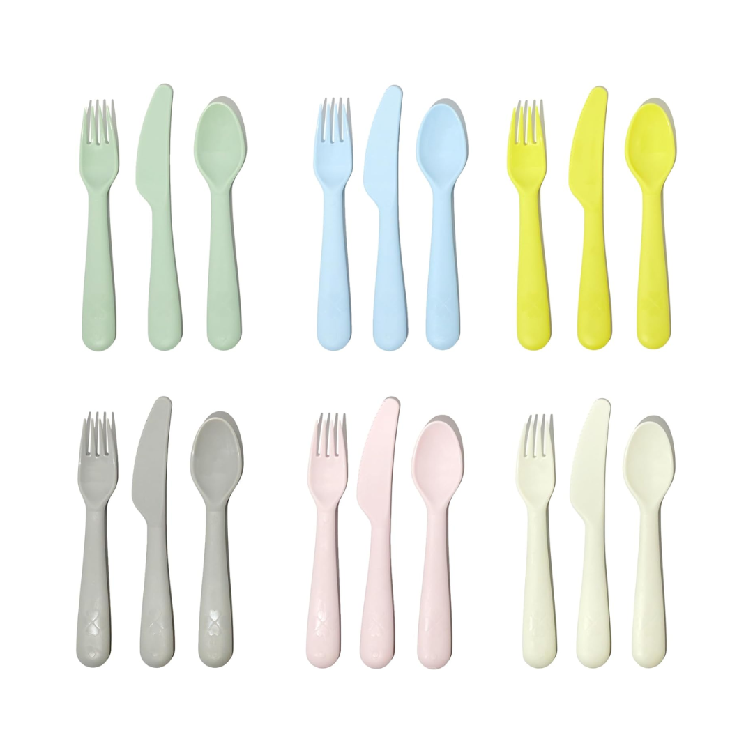Kids Plastic Dinnerware Set for 6 – BPA-Free Plates, Bowls, Cups & Utensils – Colorful Toddler Dish Set – Dishwasher Safe