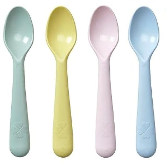Kids Spoons – 4-Pack BPA-Free Plastic | Smooth Touch Toddler Utensils | Multicolor Feeding Spoons